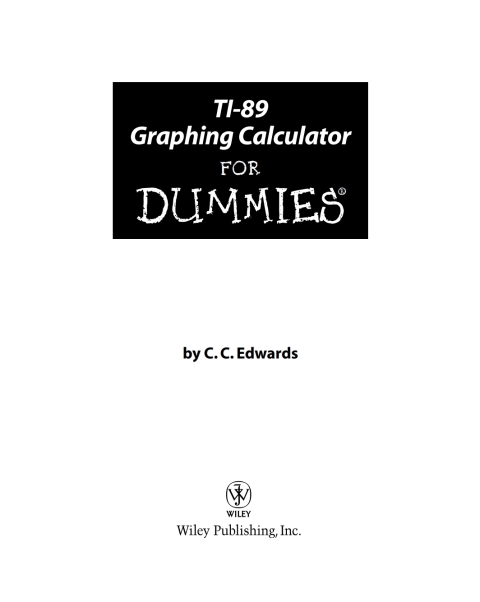 Cover image for book TI-89 Graphing Calculator For Dummies