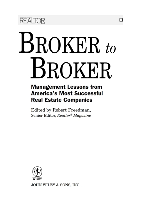 Cover image for book Broker to Broker: Management Lessons From America's Most Successful Real Estate Companies