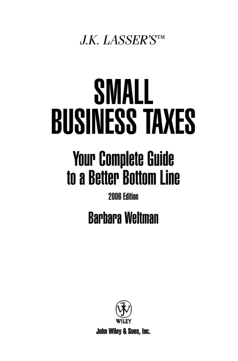 Cover image for book JK Lasser's Small Business Taxes 2006