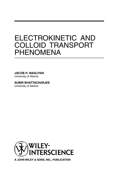 Cover image for book Electrokinetic and Colloid Transport Phenomena