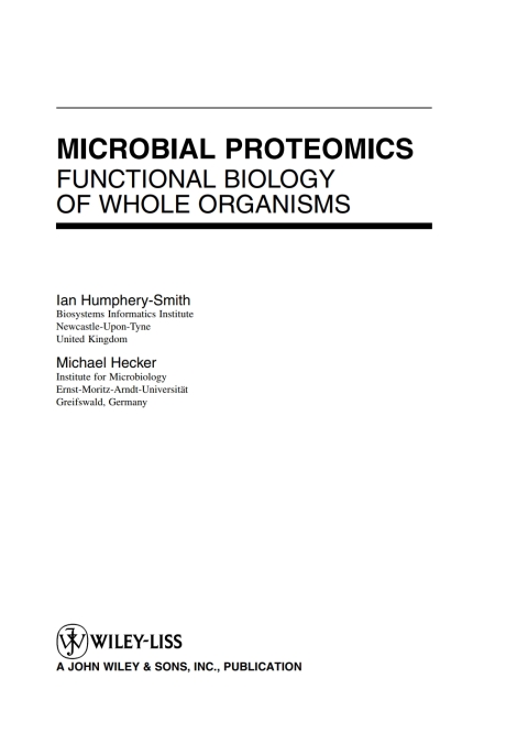 Cover image for book Microbial Proteomics: Functional Biology of Whole Organisms