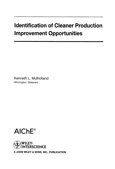 Cover image for book Identification of Cleaner Production Improvement Opportunities