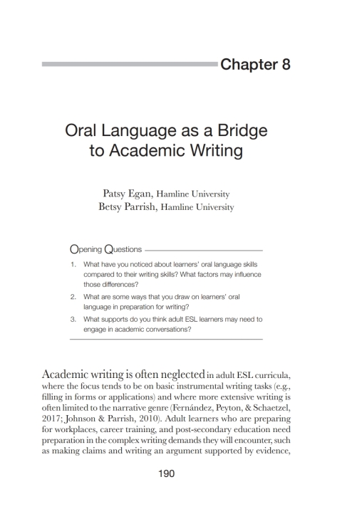 Cover image for book Oral Language as a Bridge to Academic Writing