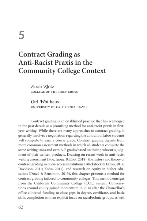 Cover image for book Contract Grading as Anti-Racist Praxis in the Community College Context