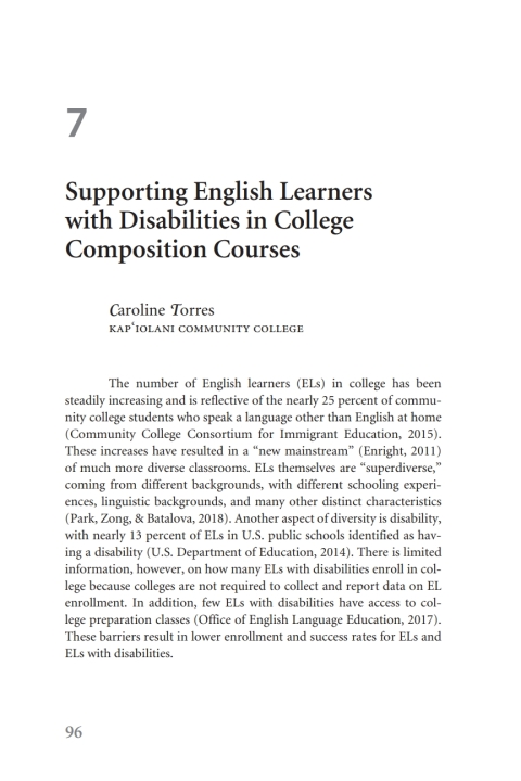 Cover image for book Supporting English Learners with Disabilities in College Composition Courses