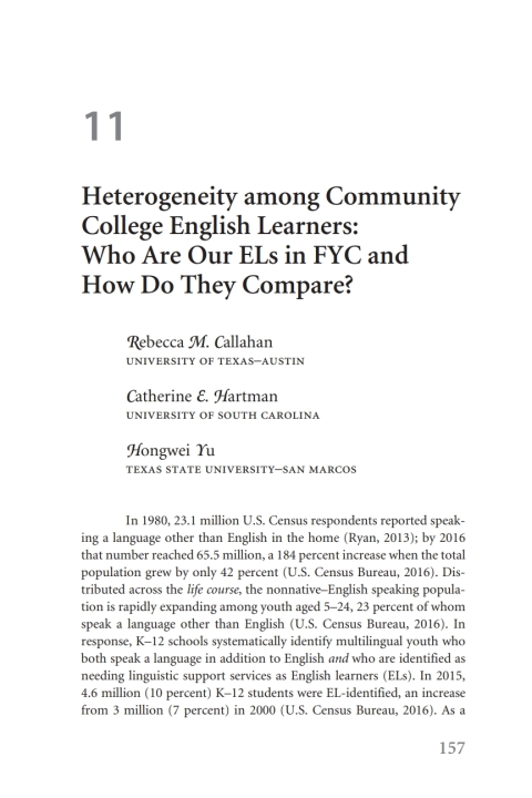 Cover image for book Heterogeneity among Community College English Learners: Who Are Our ELs in FYC and How Do They Compare?
