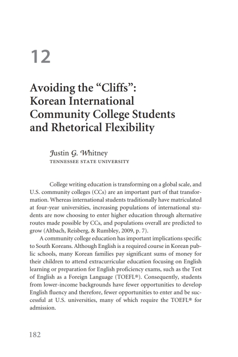 Cover image for book Avoiding the “Cliffs”: Korean International Community College Students and Rhetorical Flexibility