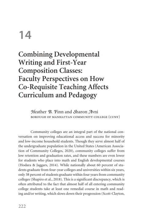 Cover image for book Combining Developmental Writing and First-Year Composition Classes: Faculty Perspectives on How Co-Requisite Teaching Affects Curriculum and Pedagogy