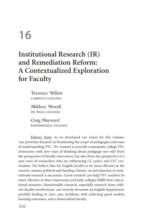 Cover image for book Institutional Research (IR) and Remediation Reform: A Contextualized Exploration for Faculty