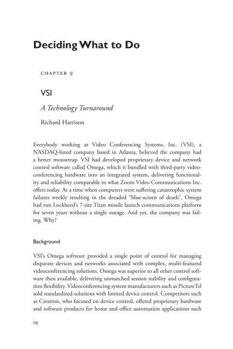 Cover image for book A Casebook on Corporate Renewal, Ch. 9 - VSI, A Technology Turnaround