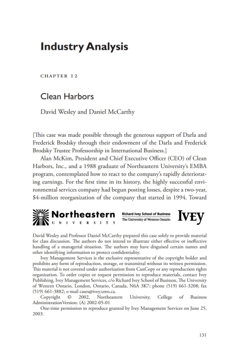 Cover image for book A Casebook on Corporate Renewal, Ch. 12 - Clean Harbors