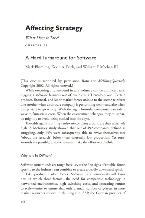 Cover image for book A Casebook on Corporate Renewal, Ch. 13 - A Hard Turnaround for Software