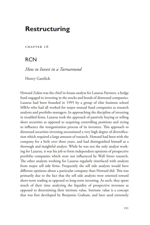 Cover image for book A Casebook on Corporate Renewal, Ch. 16 - RCN, How to Invest in a Turnaround