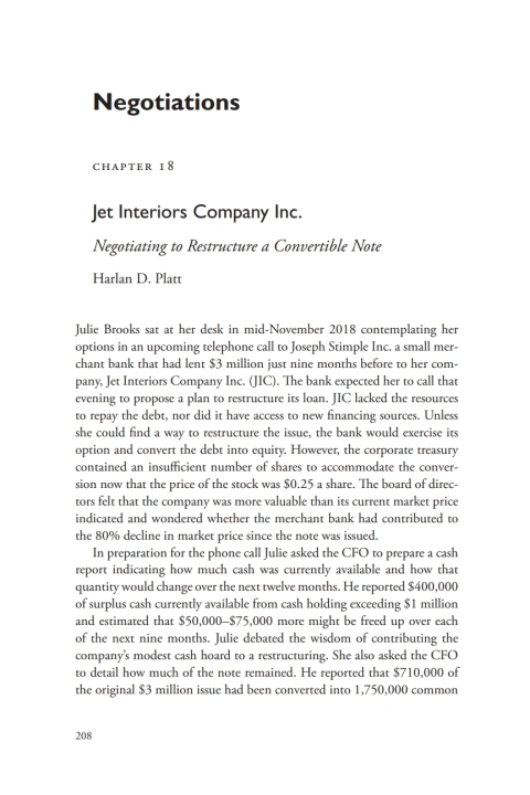 Cover image for book A Casebook on Corporate Renewal, Ch. 18 - Jet Interiors Company Inc., Negotiating to Restructure a Convertible Note