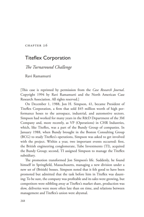 Cover image for book A Casebook on Corporate Renewal, Ch. 26 - Titeflex Corporation