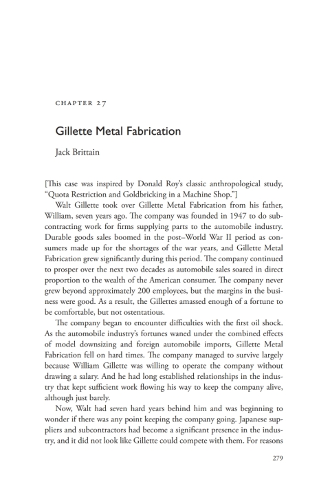 Cover image for book A Casebook on Corporate Renewal, Ch. 27 - Gillette Metal Fabrication