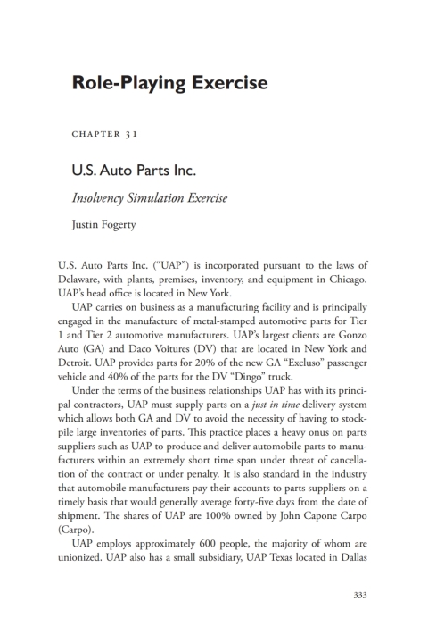 Cover image for book A Casebook on Corporate Renewal, Ch. 31 - US Autoparts, Inc.