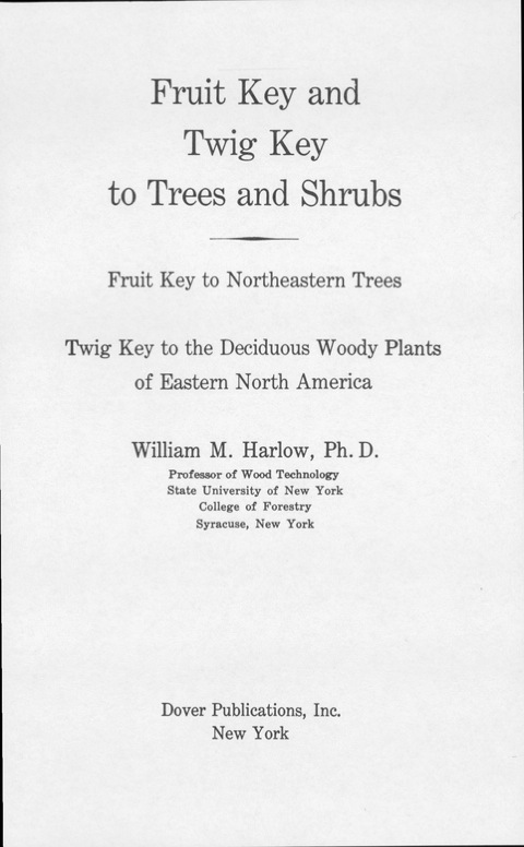 Cover image for book Fruit Key and Twig Key to Trees and Shrubs