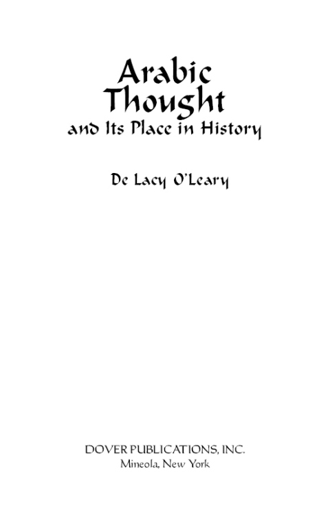 Cover image for book Arabic Thought and Its Place in History