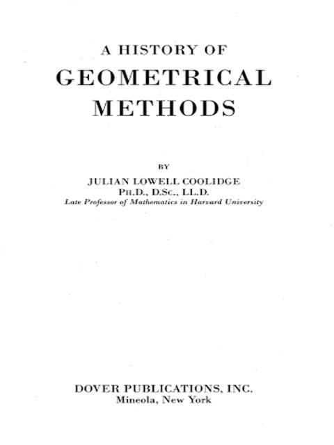 Cover image for book A History of Geometrical Methods
