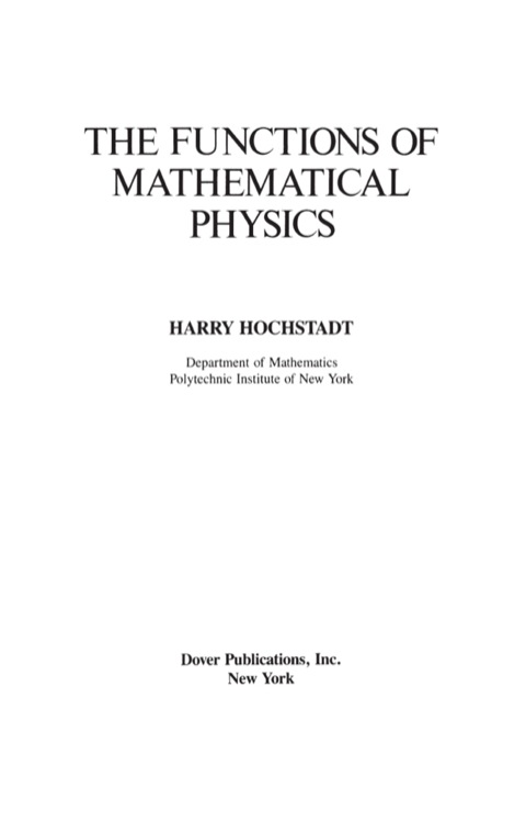 Cover image for book The Functions of Mathematical Physics