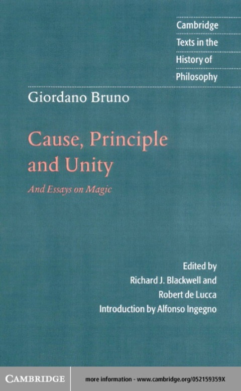 Cover image for book Giordano Bruno: Cause, Principle and Unity