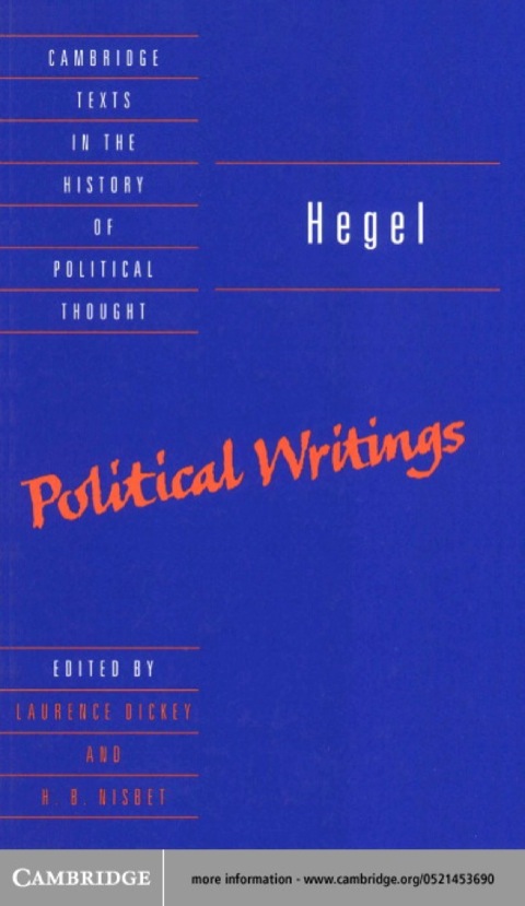 Cover image for book Hegel: Political Writings