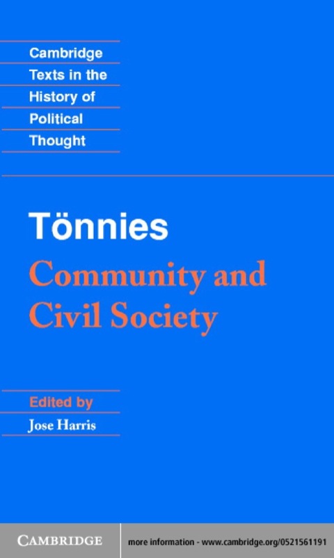 Cover image for book Tönnies: Community and Civil Society