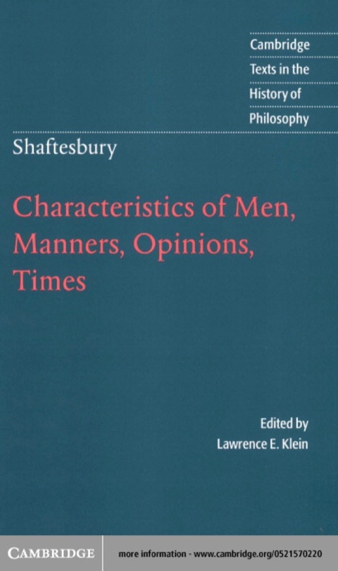 Cover image for book Shaftesbury: Characteristics of Men, Manners, Opinions, Times