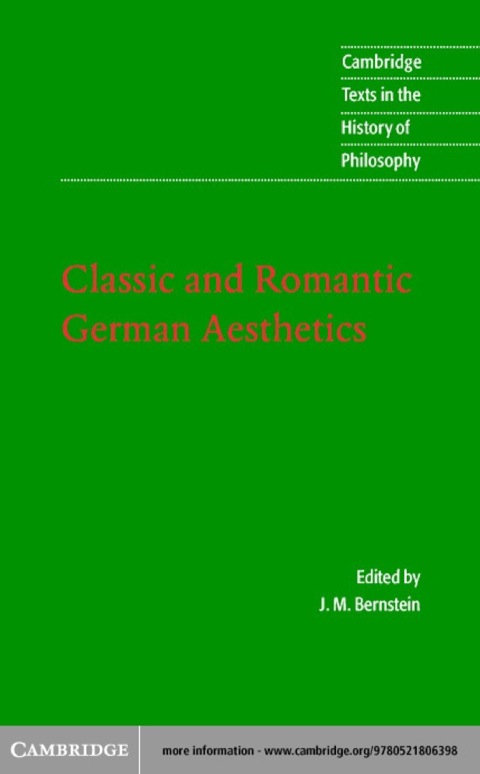 Cover image for book Classic and Romantic German Aesthetics
