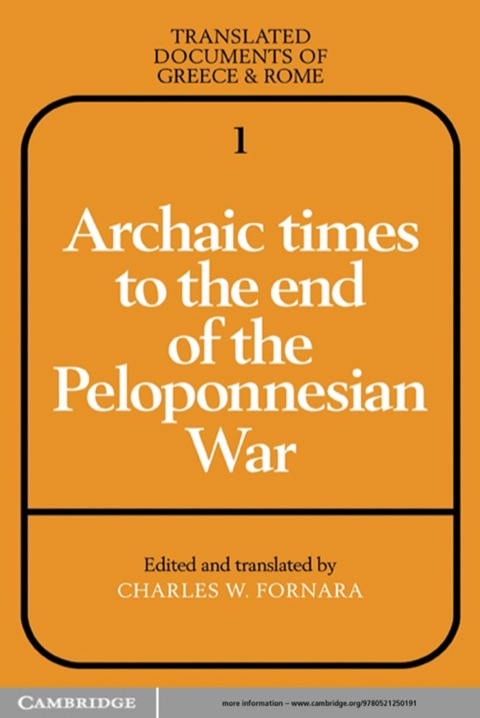 Cover image for book Archaic Times to the End of the Peloponnesian War