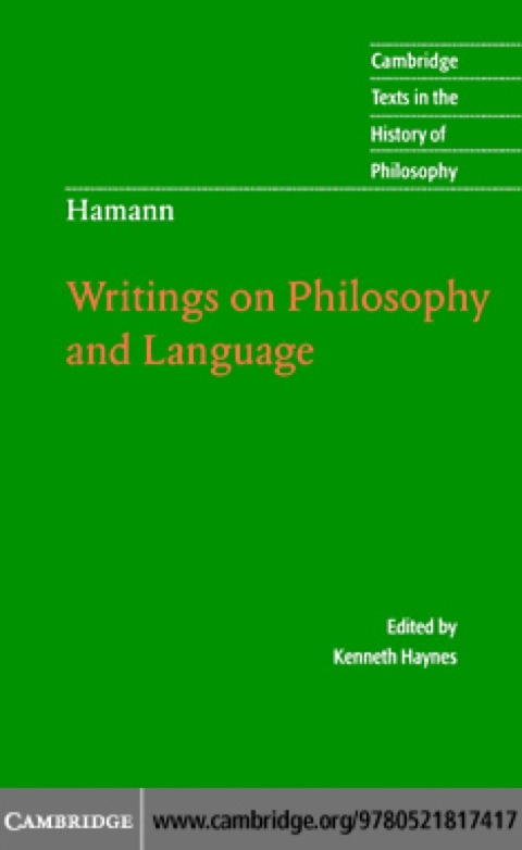 Cover image for book Hamann: Writings on Philosophy and Language