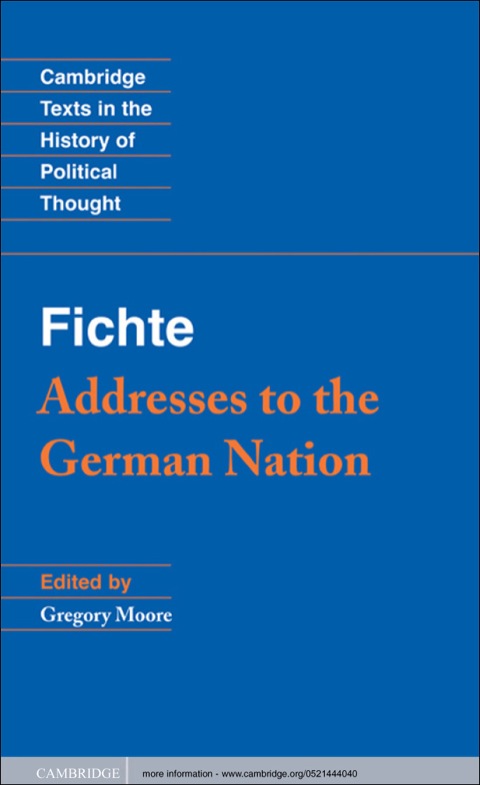 Cover image for book Fichte: Addresses to the German Nation