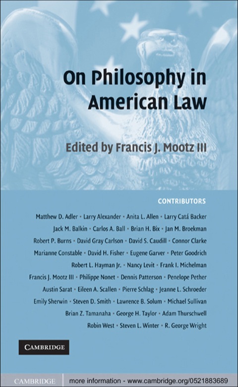Cover image for book On Philosophy in American Law