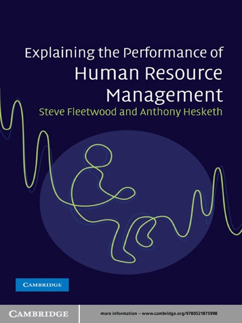 Cover image for book Explaining the Performance of Human Resource Management