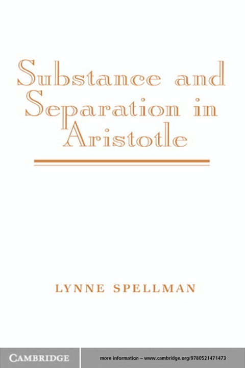 Cover image for book Substance and Separation in Aristotle