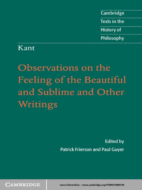 Cover image for book Kant: Observations on the Feeling of the Beautiful and Sublime and Other Writings