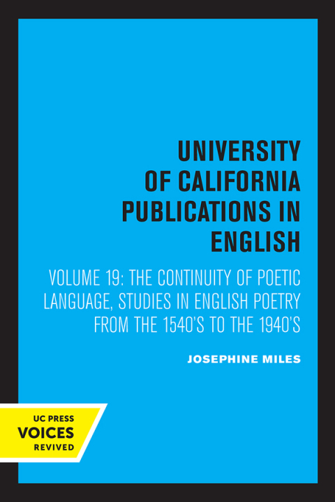 Cover image for book The Continuity of Poetic Language