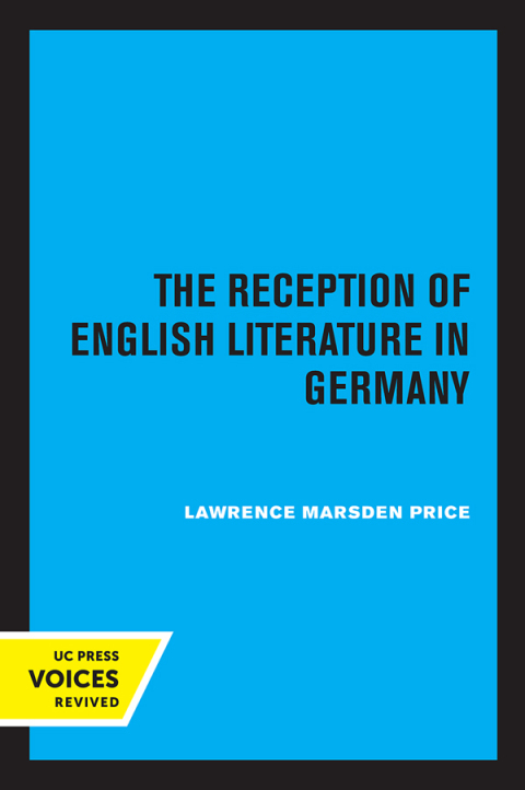 Cover image for book The Reception of English Literature in Germany