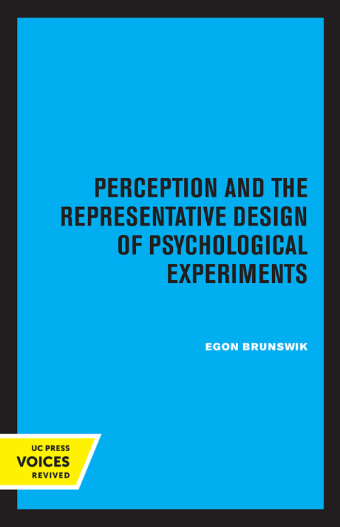 Cover image for book Perception and the Representative Design of Psychological Experiments