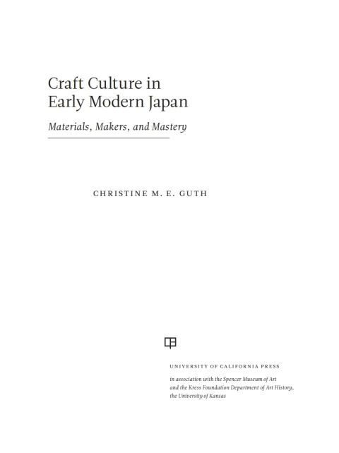 Cover image for book Craft Culture in Early Modern Japan