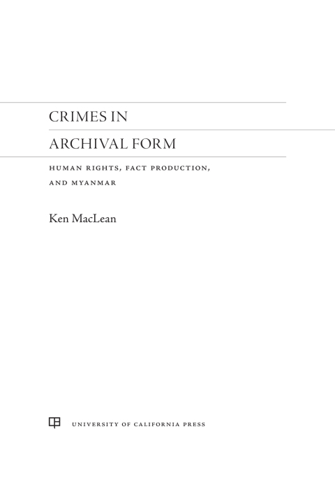 Cover image for book Crimes in Archival Form