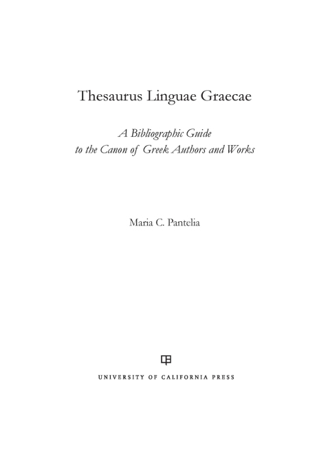 Cover image for book Thesaurus Linguae Graecae