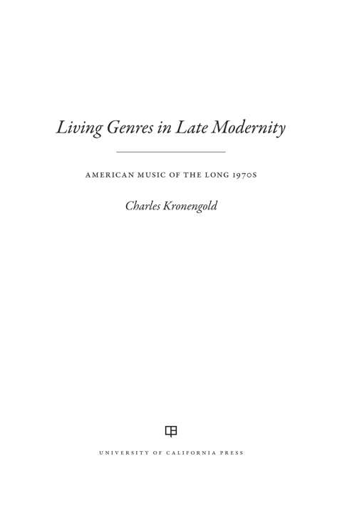 Cover image for book Living Genres in Late Modernity