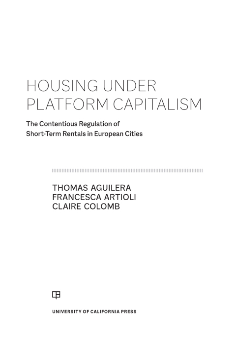 Cover image for book Housing Under Platform Capitalism