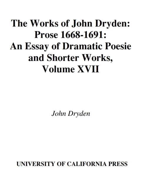 Cover image for book The Works of John Dryden, Volume XVII