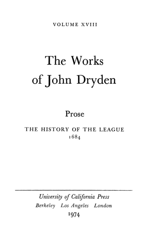 Cover image for book The Works of John Dryden, Volume XVIII