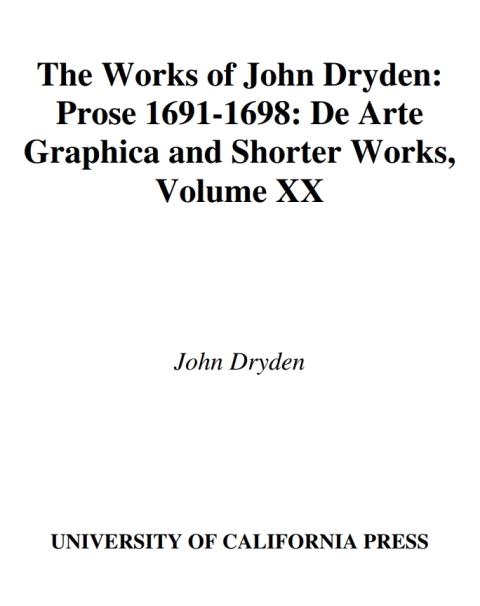 Cover image for book The Works of John Dryden, Volume XX
