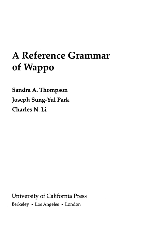 Cover image for book A Reference Grammar of Wappo