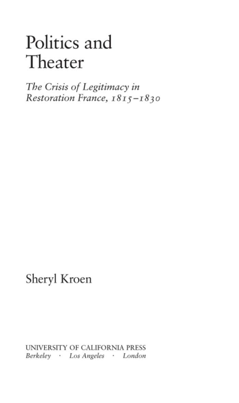 Cover image for book Politics and Theater